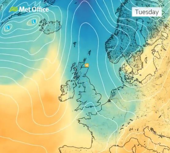 POLAR PLUNGE UK weather: Snow to hit parts of Britain TODAY as Met Office warns of coldest December in years ahead of -7C Arctic chill, , met office map