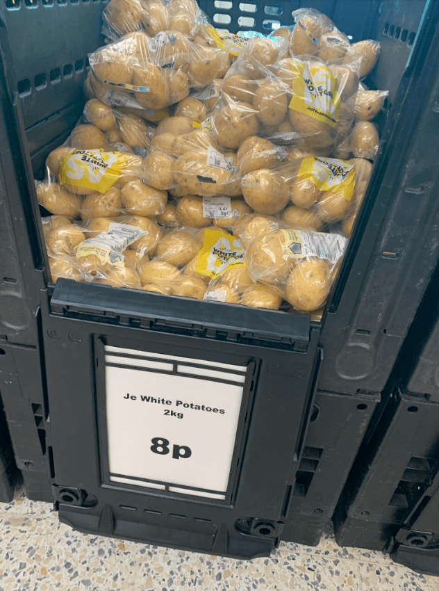 2kg bag of potatoes for 8p.