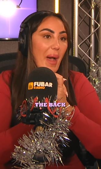 Sophie Kasaei crying during a radio interview.