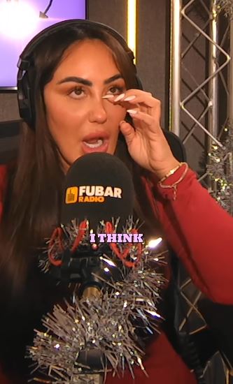 Sophie Kasaei crying during a radio interview.