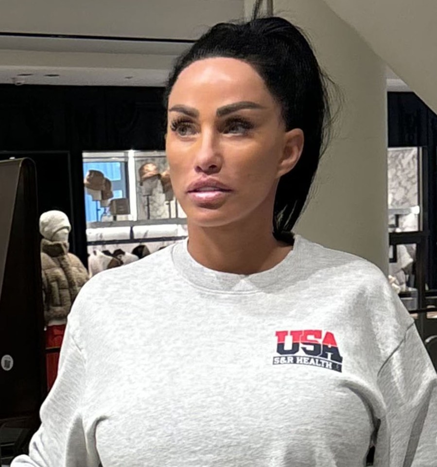 Katie Price showed off her painfully tight £10k facelift on a shopping trip