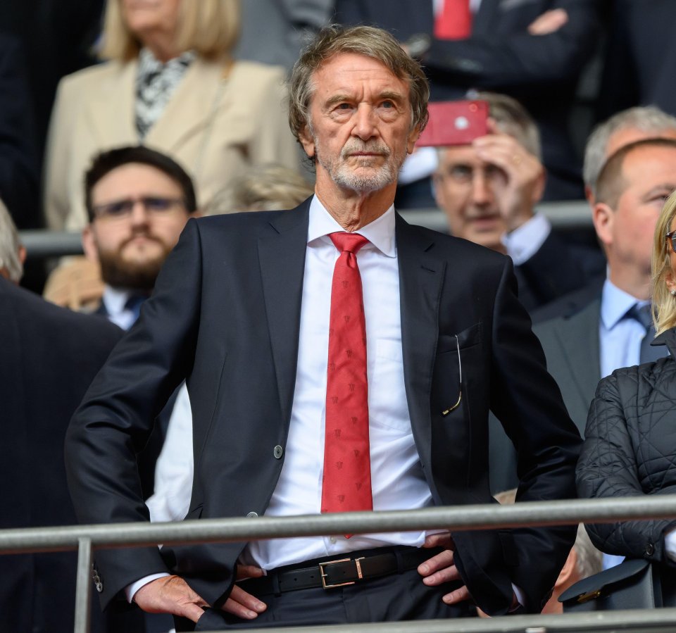 Sir Jim Ratcliffe, co-owner of Manchester United, watching the FA Cup Final at Wembley Stadium.