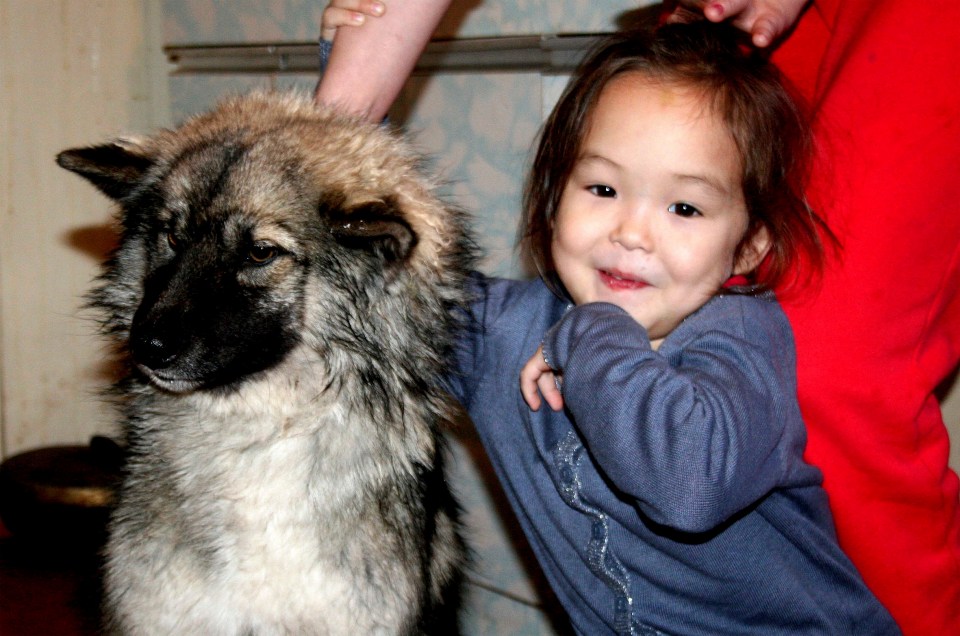 Karina with the miracle dog that saved her life by going for help