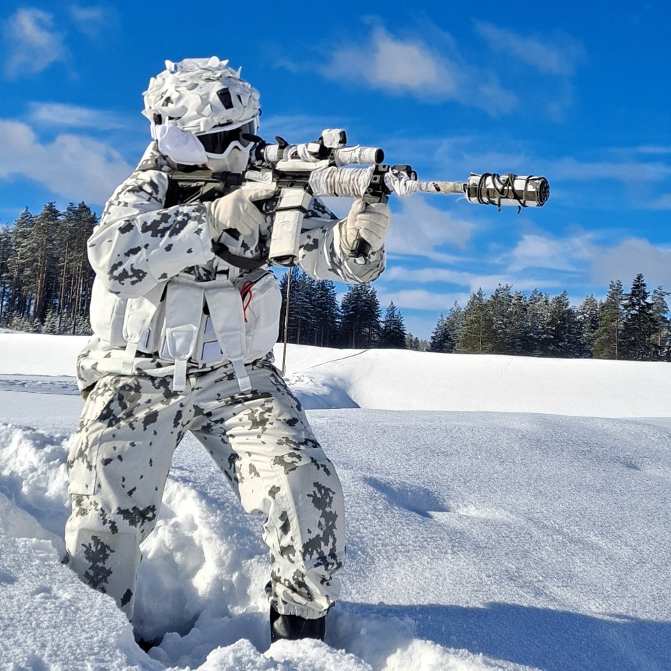 Finnish soldier in full winter gear Finnish soldier in full winter gear