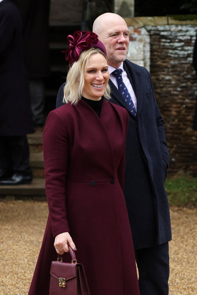 Zara and Mike Tindall walking at the Royal Family's Christmas Day service.