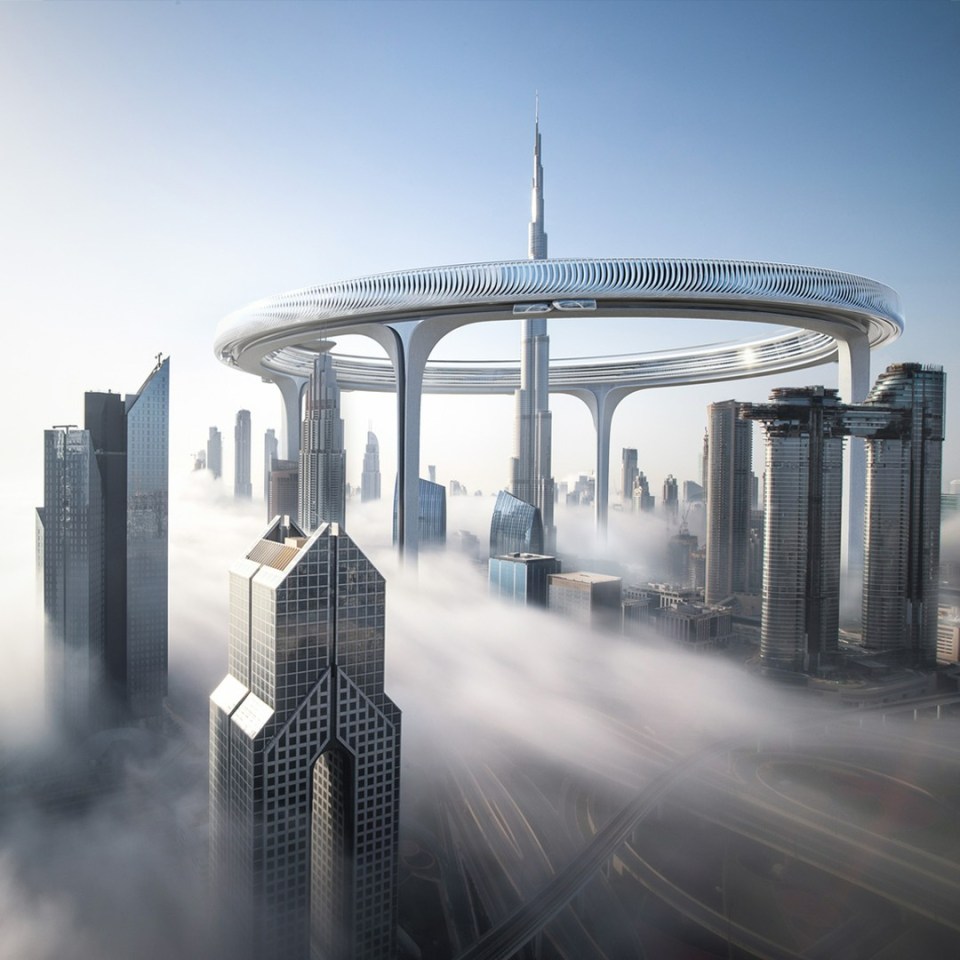 The incredible ring would float above Downtown Dubai