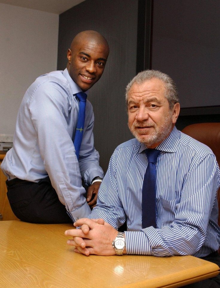 Tim Campbell and Sir Alan Sugar in an office.