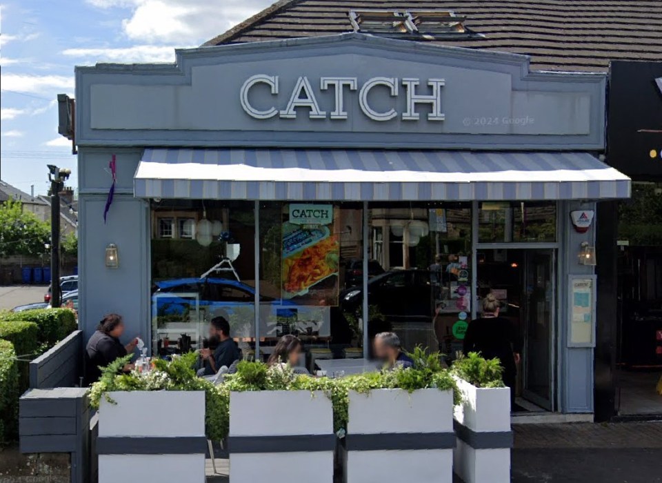 Exterior view of Catch fish and chips restaurant in Giffnock, Glasgow.