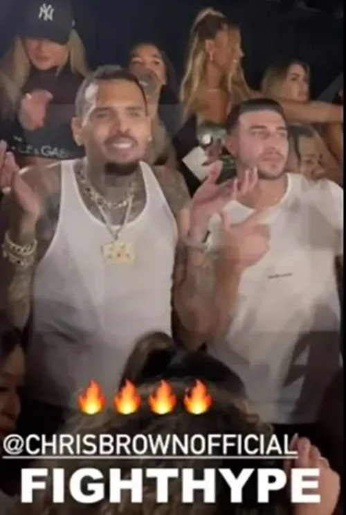 Chris Brown and Tommy Fury partying in Dubai.