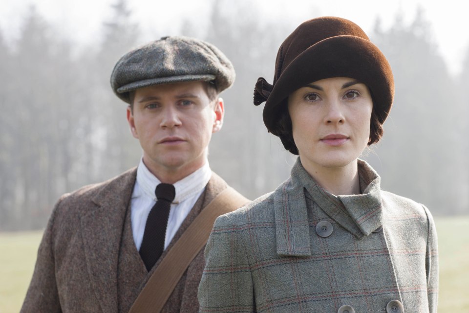 Tom Branson and Lady Mary Crawley in Downton Abbey.