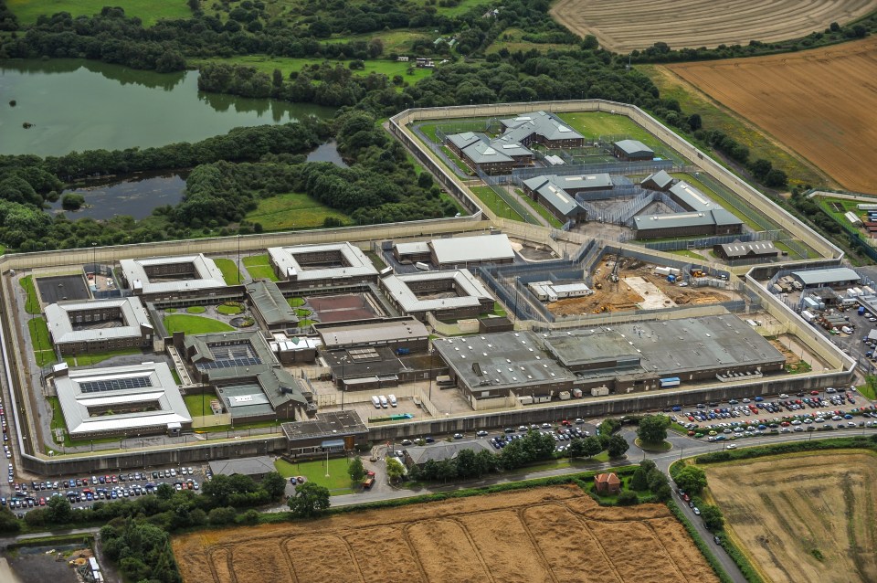 Aerial view of HM Prison Frankland in Durham, England.