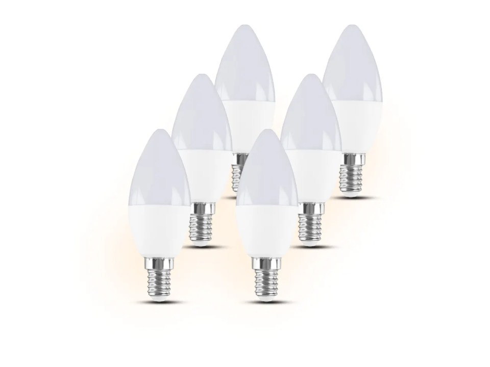 Six LED candle bulbs.