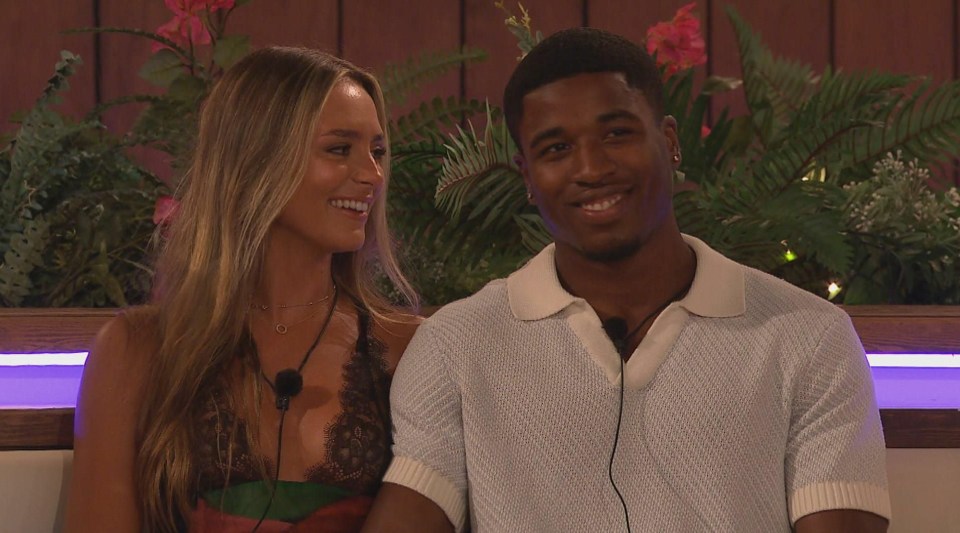 Leah Taylor and Montel McKenzie on Love Island.