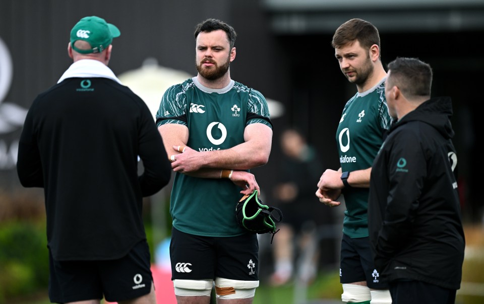 James Ryan and Iain Henderson at an Ireland Rugby squad training session.