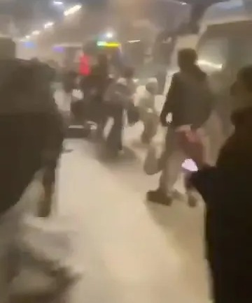 Aftermath of a tram collision in a Strasbourg station.