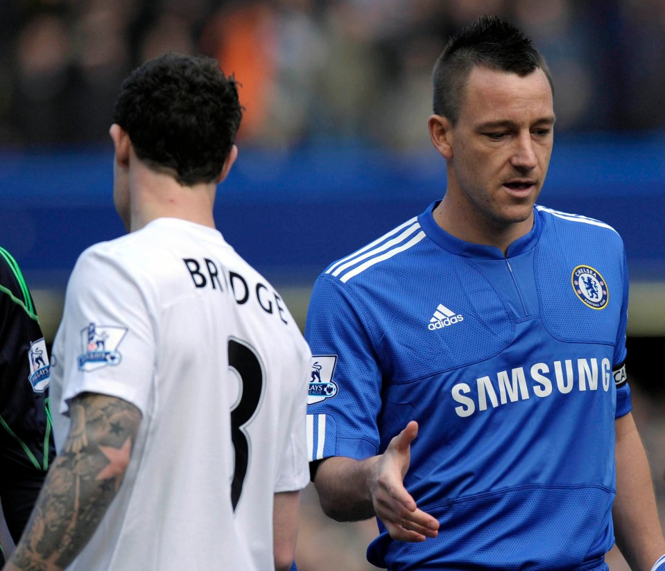 Wayne Bridge and John Terry at a Chelsea vs Manchester City football match.