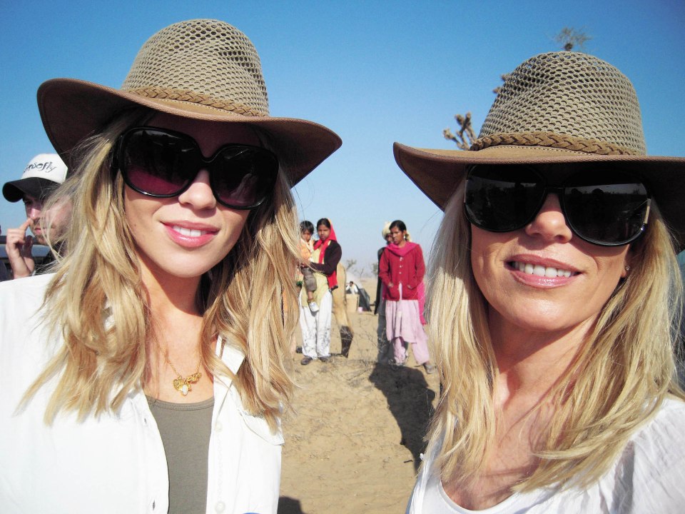 Abbey and Karen Clancy at the Camel festival in Kalbelia.