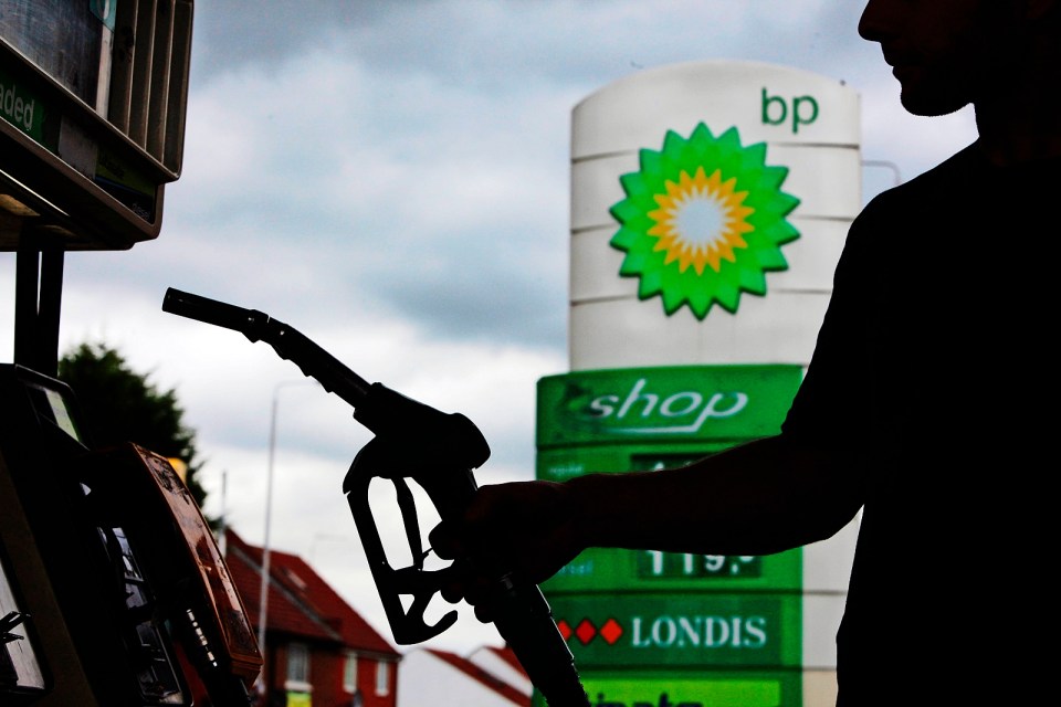 BP gas station sign with fuel prices.