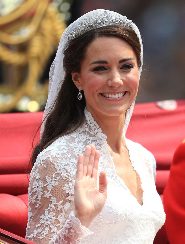 The Duchess of Cambridge on her wedding day wearing the Cartier Halo tiara.