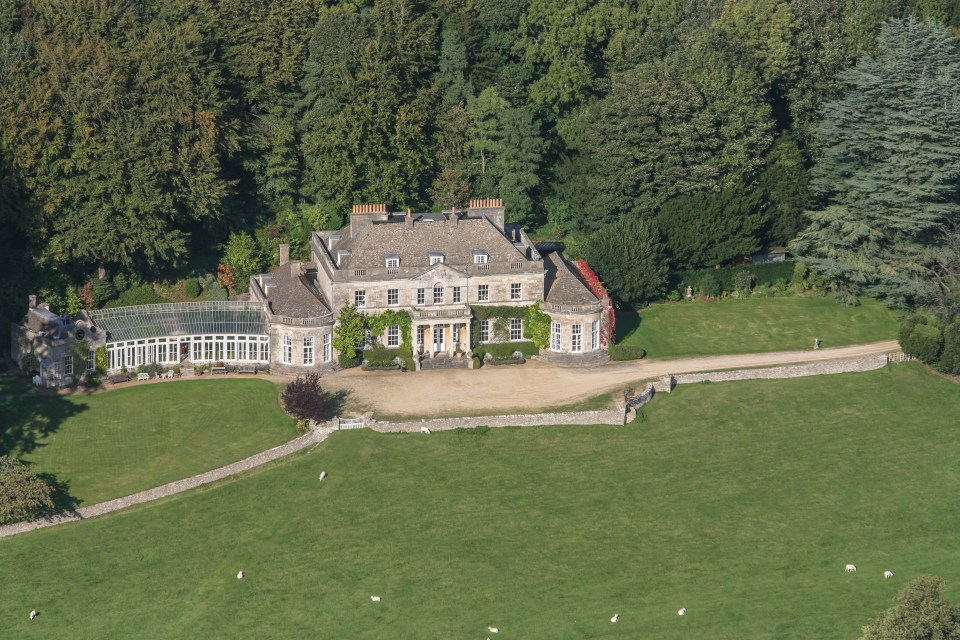 Aerial view of Gatcombe Park, Princess Anne's country residence.