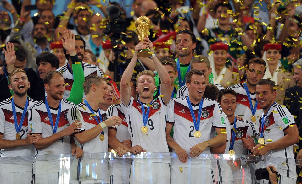 German soccer team celebrating World Cup victory.