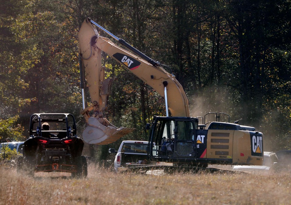 Excavator at a crime scene.