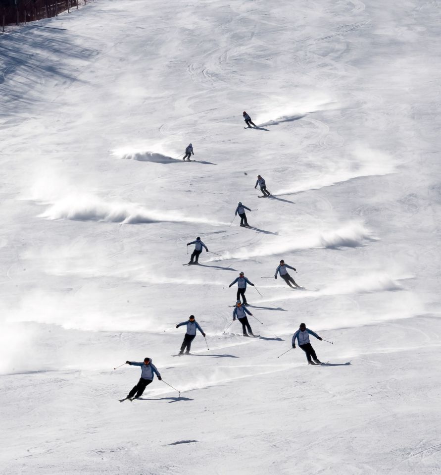 Professional skiers training at the resort in 2018