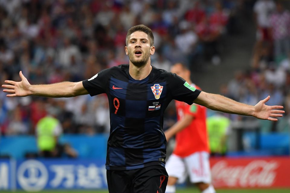 Andrej Kramaric celebrating a goal at the 2018 World Cup.