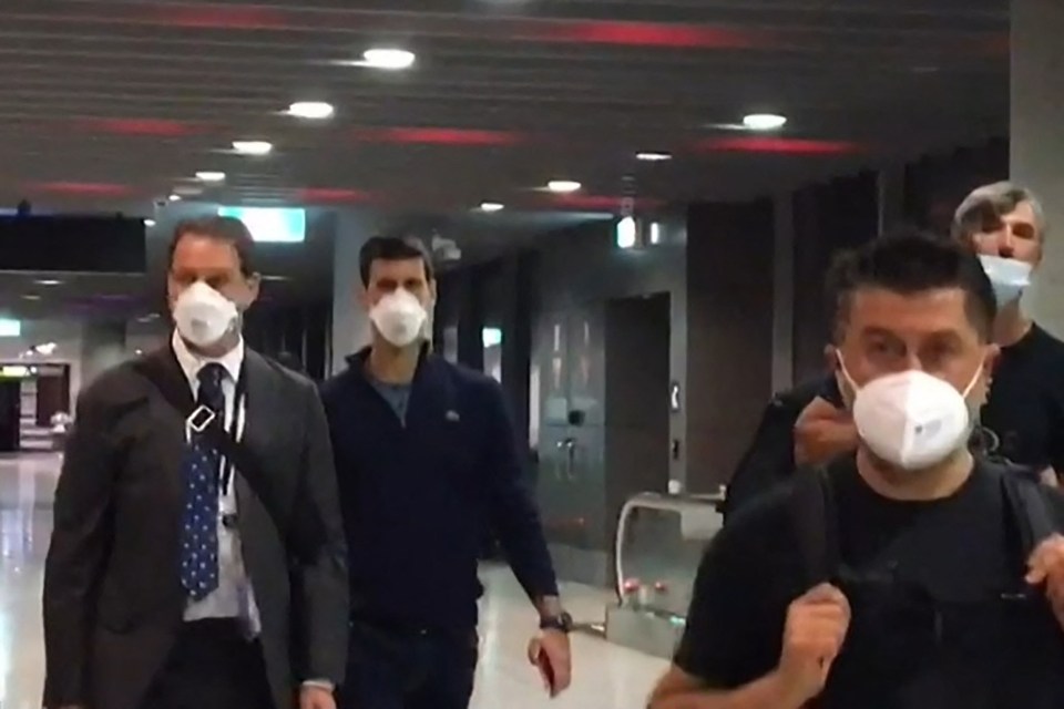 Novak Djokovic departing Melbourne Airport.