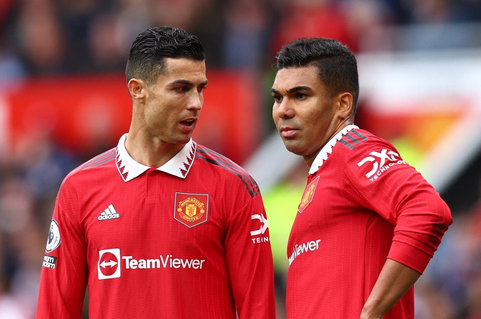 Cristiano Ronaldo and Casemiro of Manchester United.