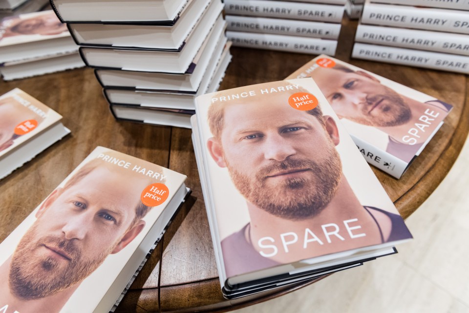 Prince Harry's memoir, "Spare," on display in a bookstore.