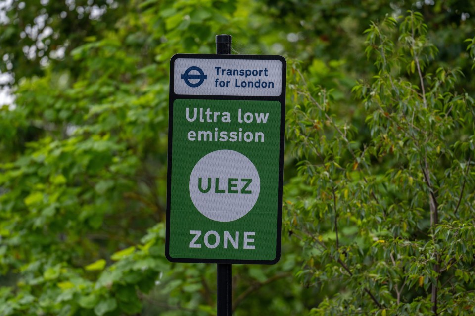 London Ultra Low Emission Zone (ULEZ) sign.