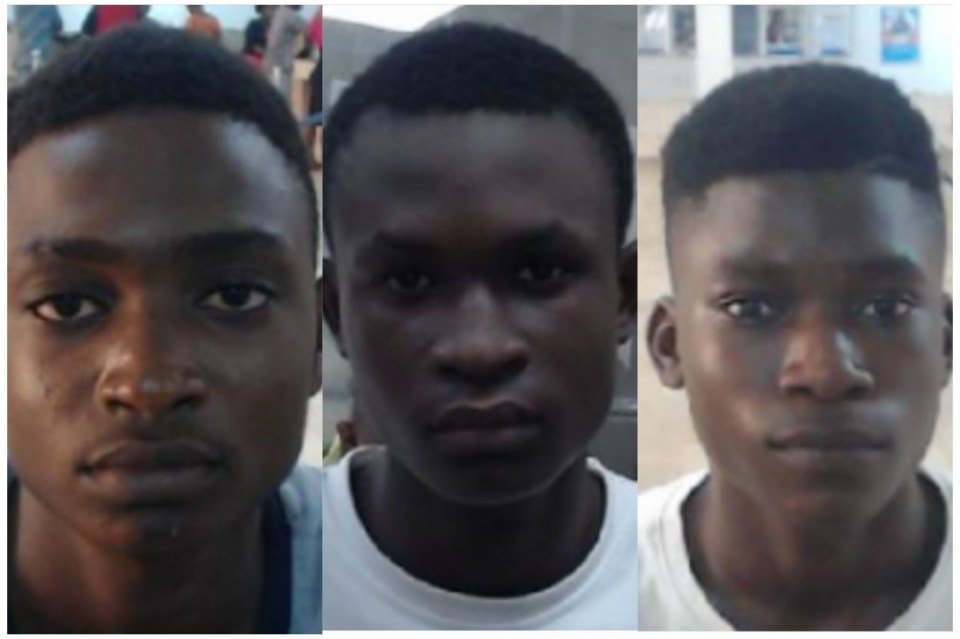 Mugshots of Samuel Ogoshi, Samson Ogoshi, and Ezekiel Ejehem Robert.