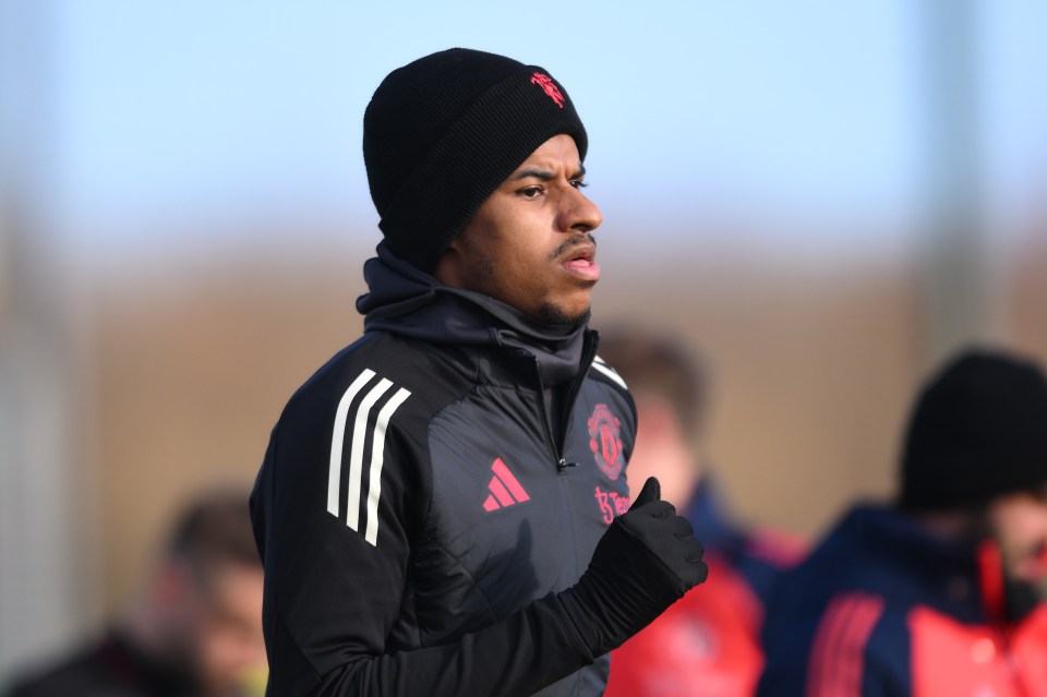 Marcus Rashford of Manchester United at a press conference.