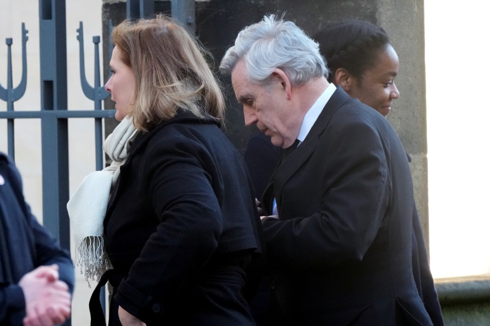 Gordon and Sarah Brown at Lord John Prescott's funeral.