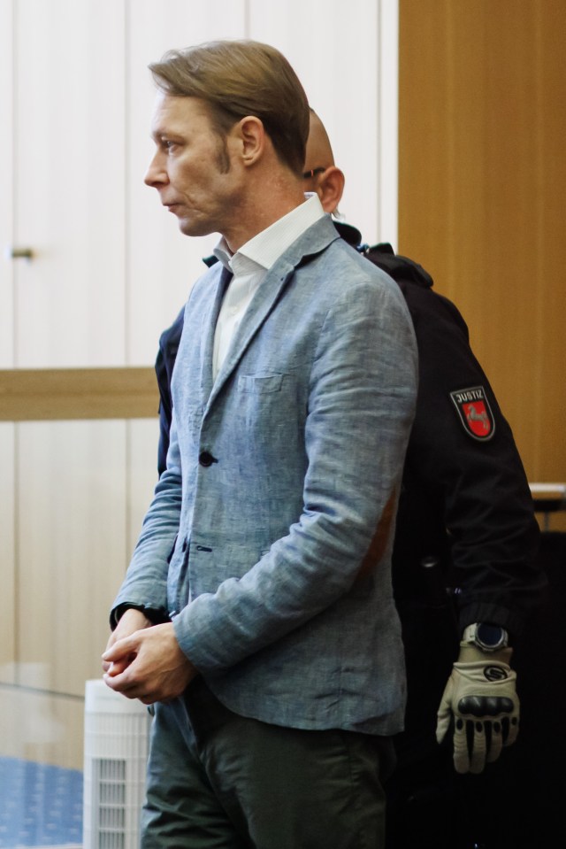 Christian B., suspect in the Madeleine McCann disappearance, at a court hearing.