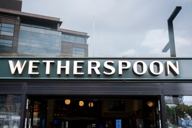 Wetherspoon pub sign in London.