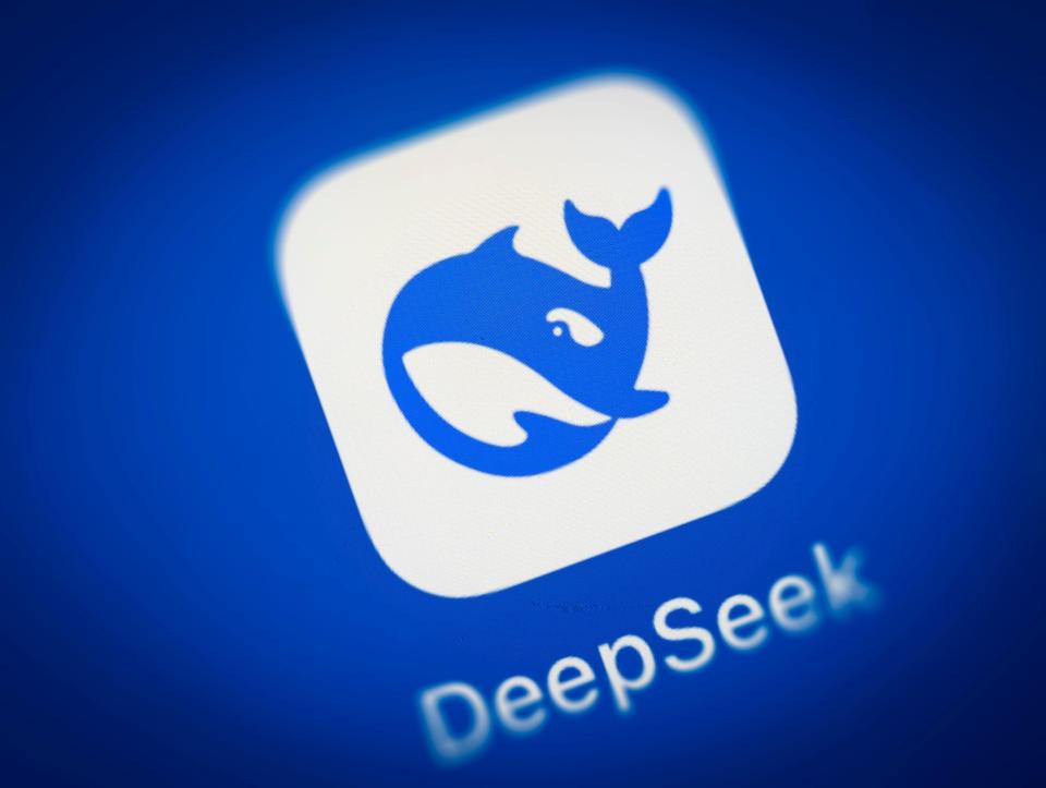 DeepSeek app icon on a smartphone.