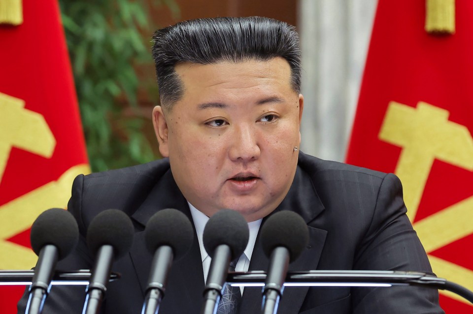 Kim Jong Un speaking at a press conference.