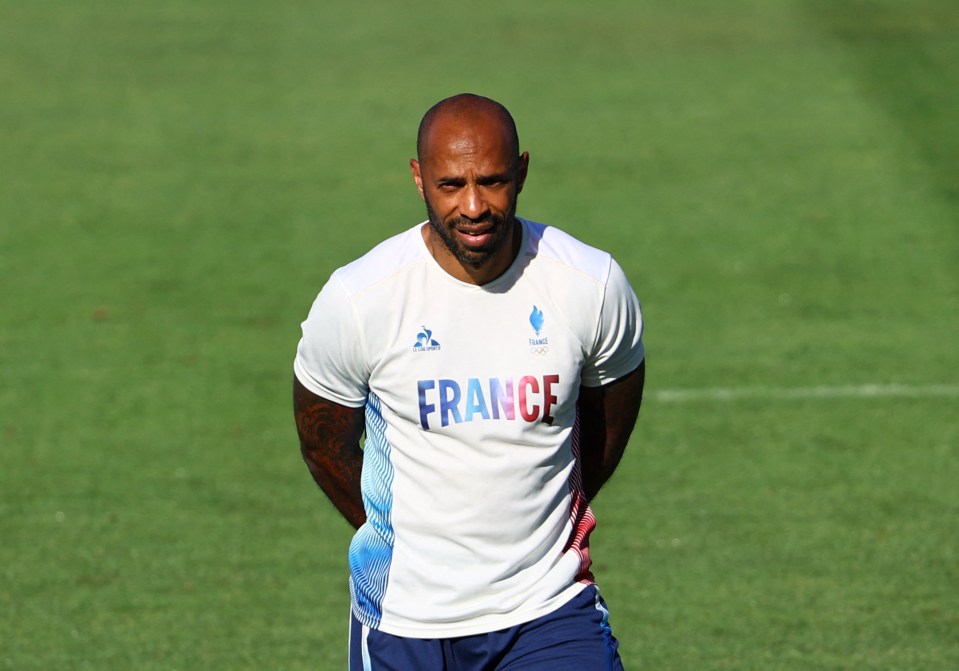 Thierry Henry, coach of the French men's football team, at training.