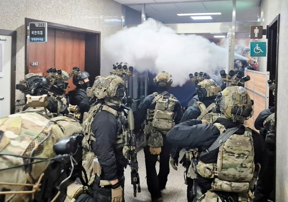 Elite special forces troops stormed the South Korean parliament after the declaration