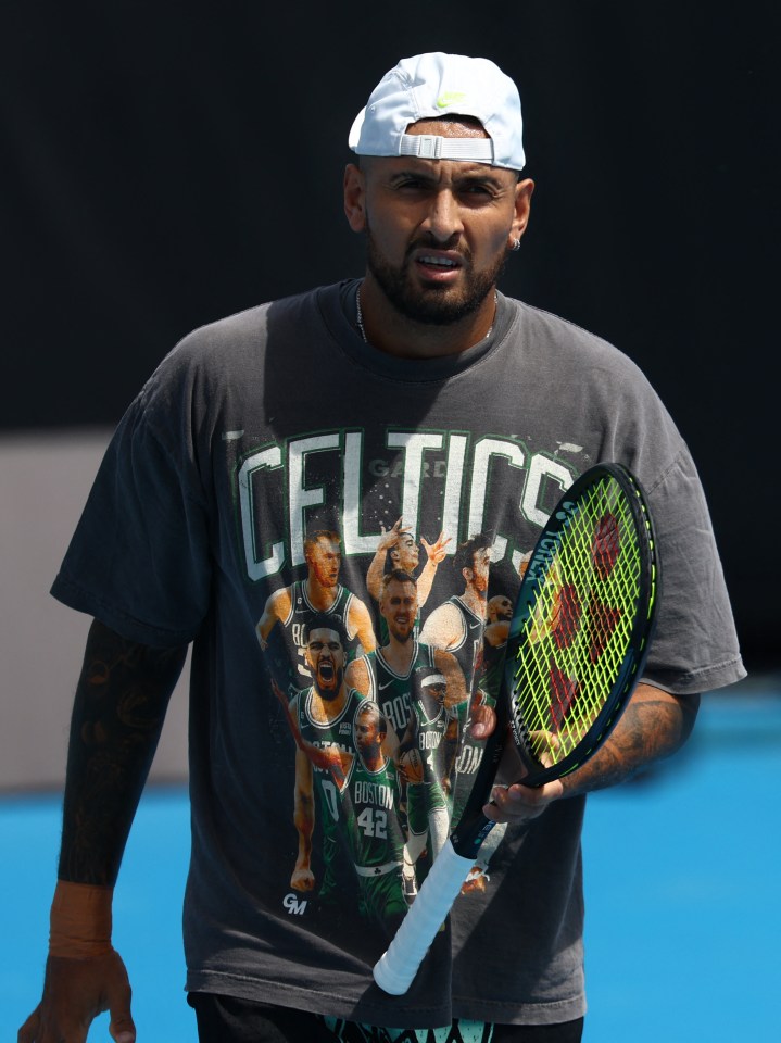 Nick Kyrgios at Australian Open practice.