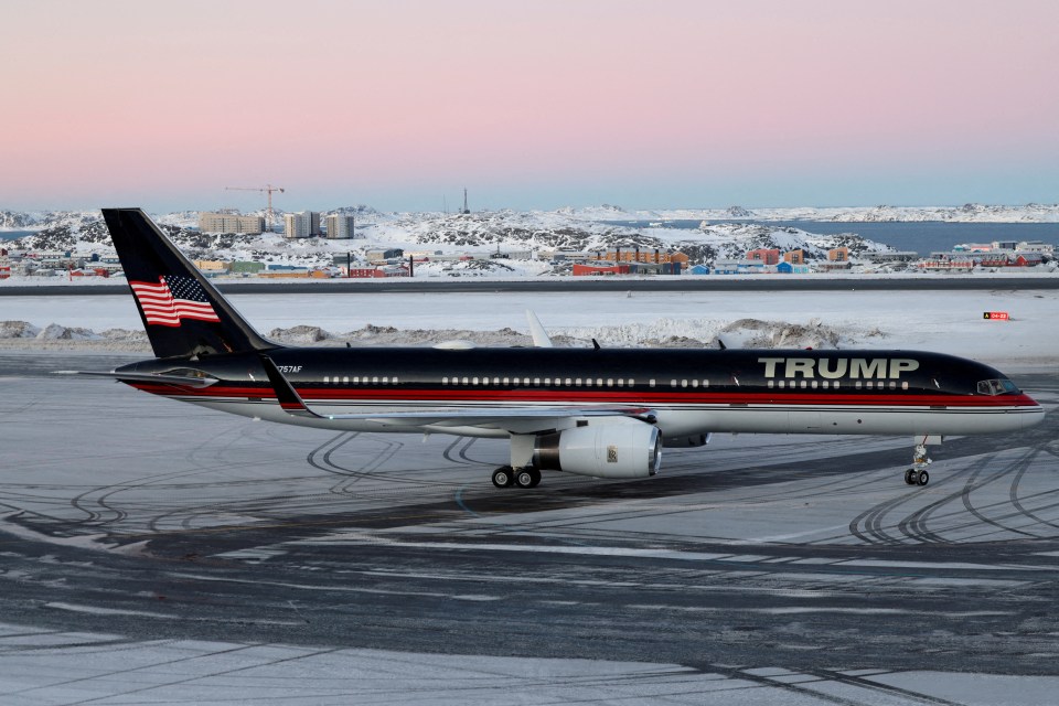 Donald Trump Jr.'s plane at an airport in Greenland.