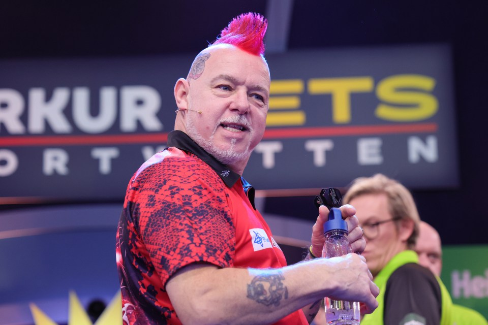 Peter Wright at the 2025 PDC Darts World Championships in Duesseldorf, Germany.