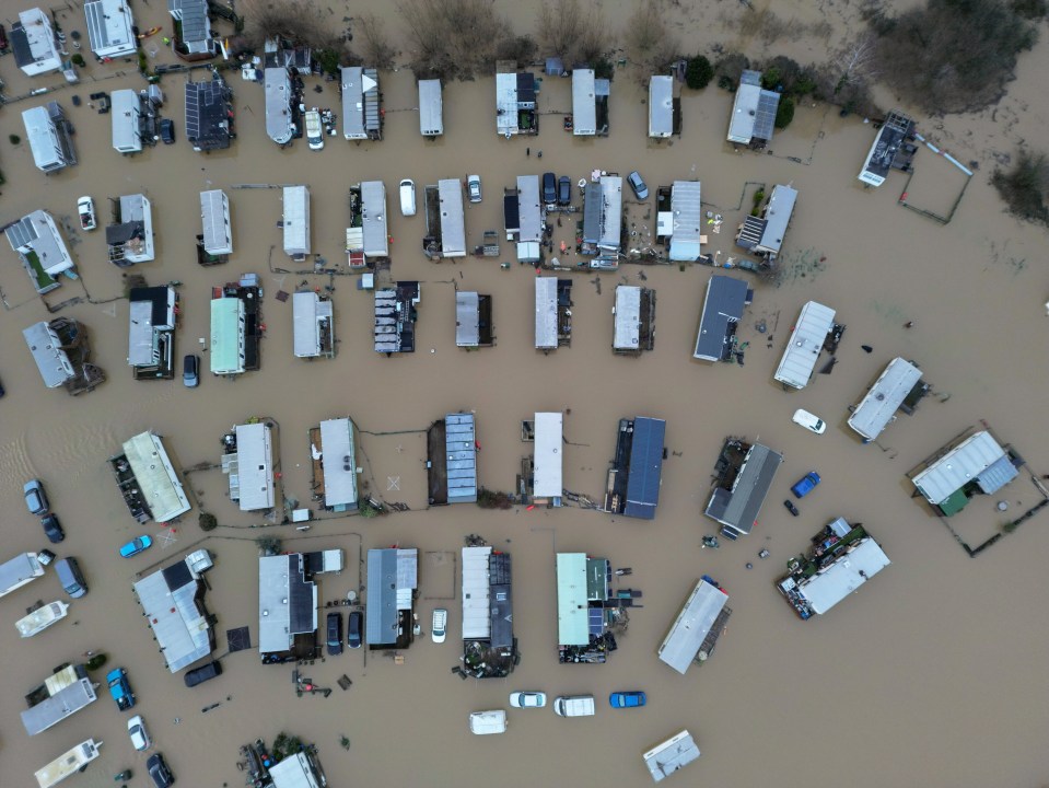 Extensive flooding at Proctor’s Pleasure Park near Barrow upon Soar, Leicestershire, on Tuesday