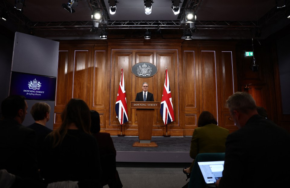 Prime Minister Keir Starmer at a Downing Street press conference.