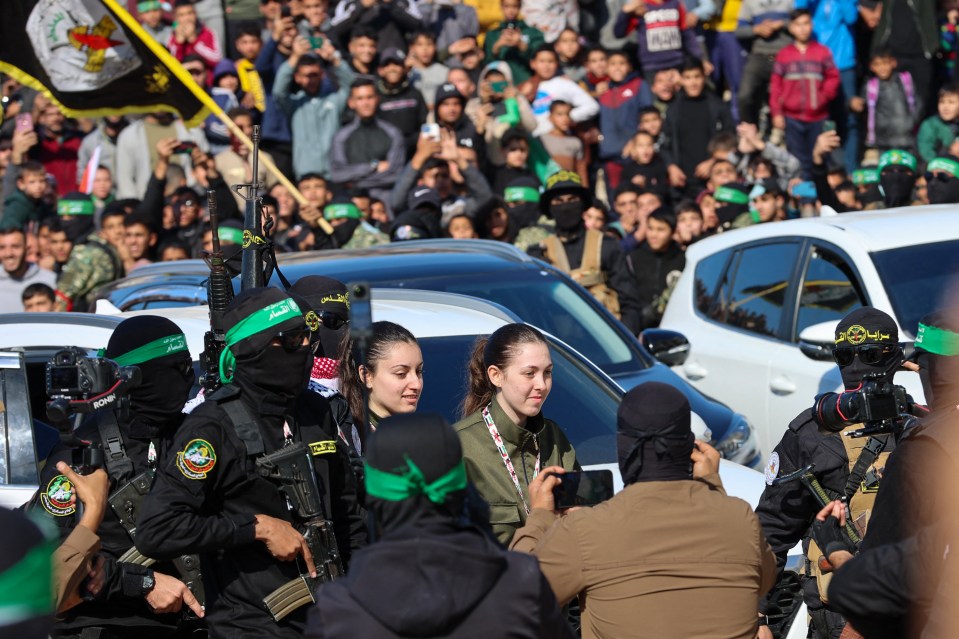 Release of hostages Karina Ariev, Daniella Gilboa, Naama Levy, and Liri Albag.