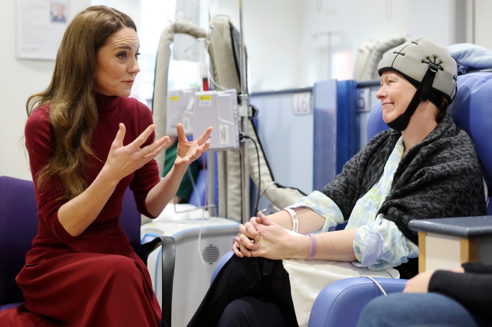 The Princess of Wales visits a patient at the Royal Marsden Hospital.