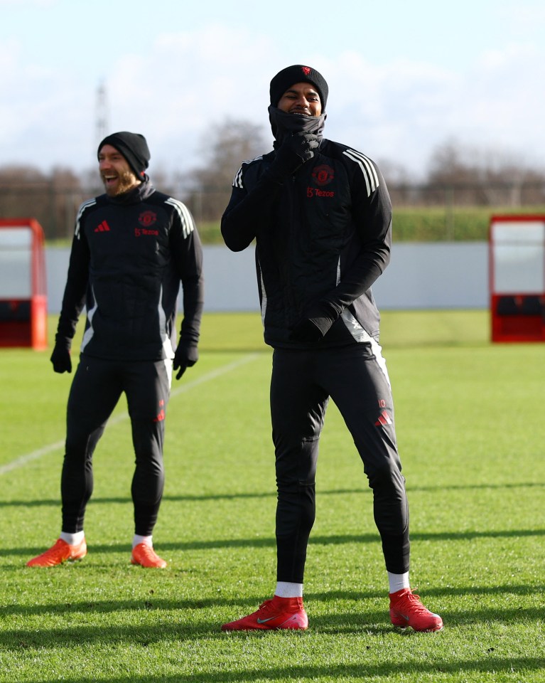 Marcus Rashford at Manchester United training.