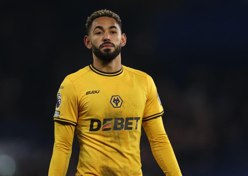 Matheus Cunha of Wolverhampton Wanderers in his team's jersey.